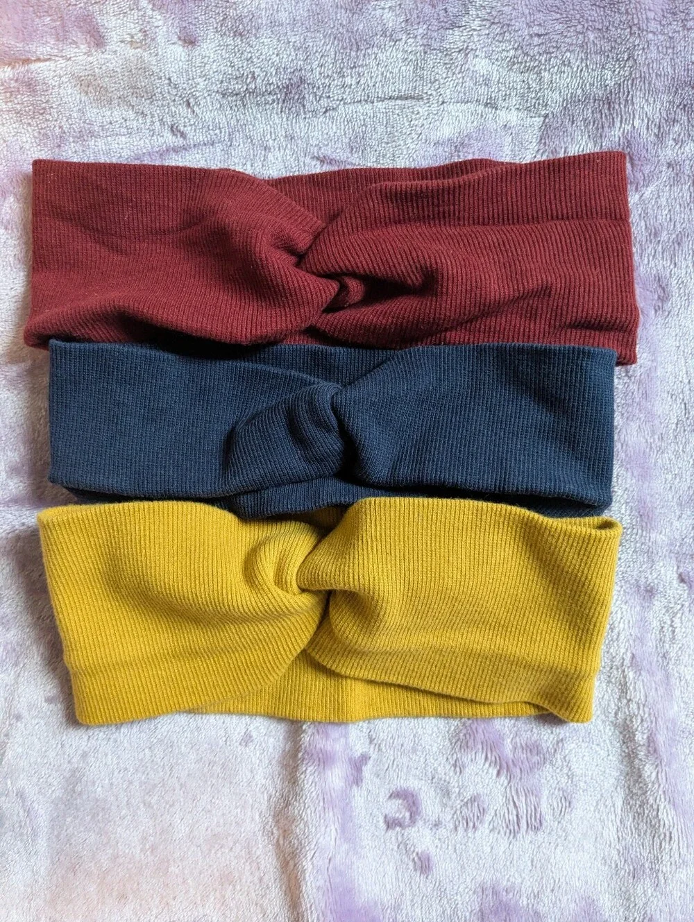 Knit Twist Headbands - Maroon, Navy, Mustard
